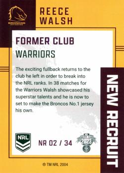 2023 NRL Traders Elite - New Recruit #NR02 Reece Walsh Back